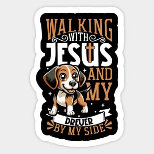 Jesus and dog - Swedish Dachsbracke Sticker